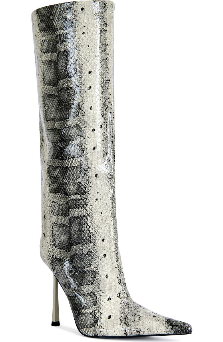 AZALEA WANG Madeye Snakeskin Embossed Knee High Boot, Main, color, Grey Multi