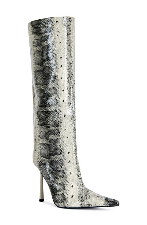Madeye Snakeskin Embossed Knee High Boot (Women) (Wide Calf)
