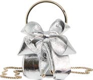 Jimmy Choo Micro Bon Bon Metallic Leather Drawstring Top Handle Pouch