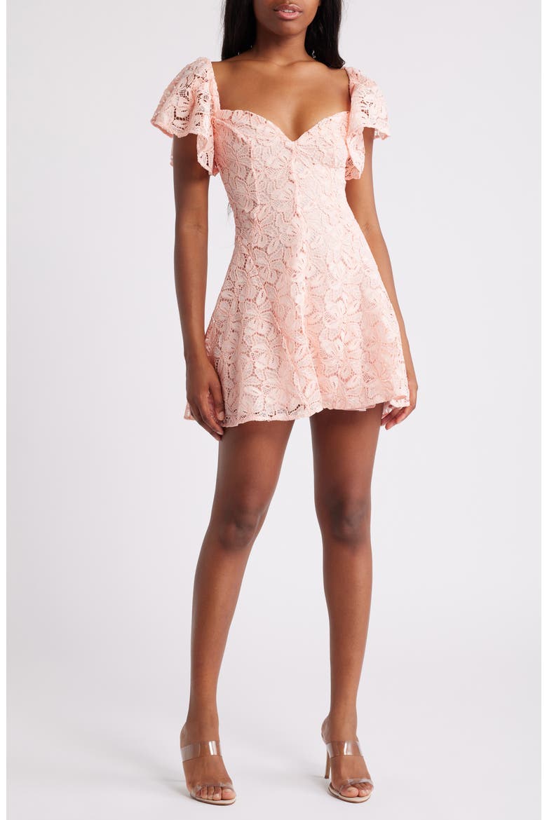Verity Lace Minidress, Alternate, color, IMPATIENS PINK
