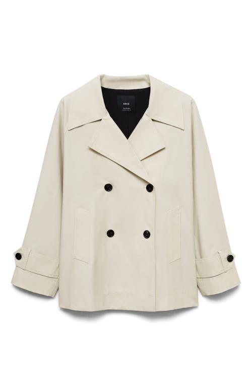 Shop Mango Short Double Breasted Trench Coat In Light/pastel Grey