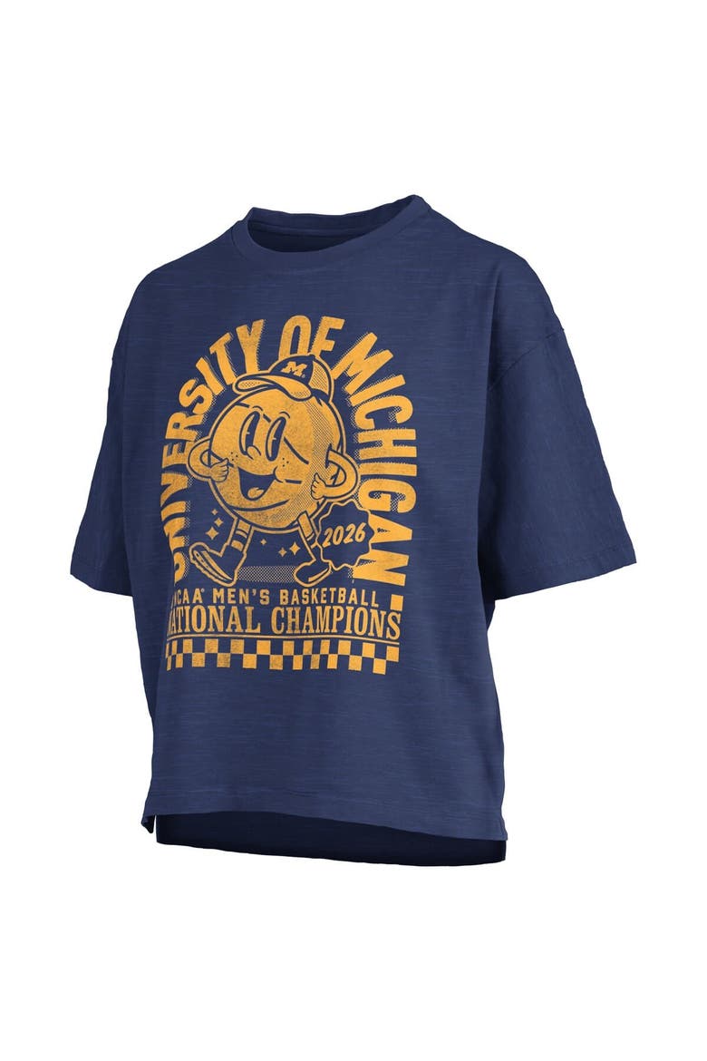 Women's Pressbox Navy Michigan Wolverines 2026 NCAA Men's Basketball National Champions Motley Crew Oversized Boxy T-Shirt, Main, color, Navy