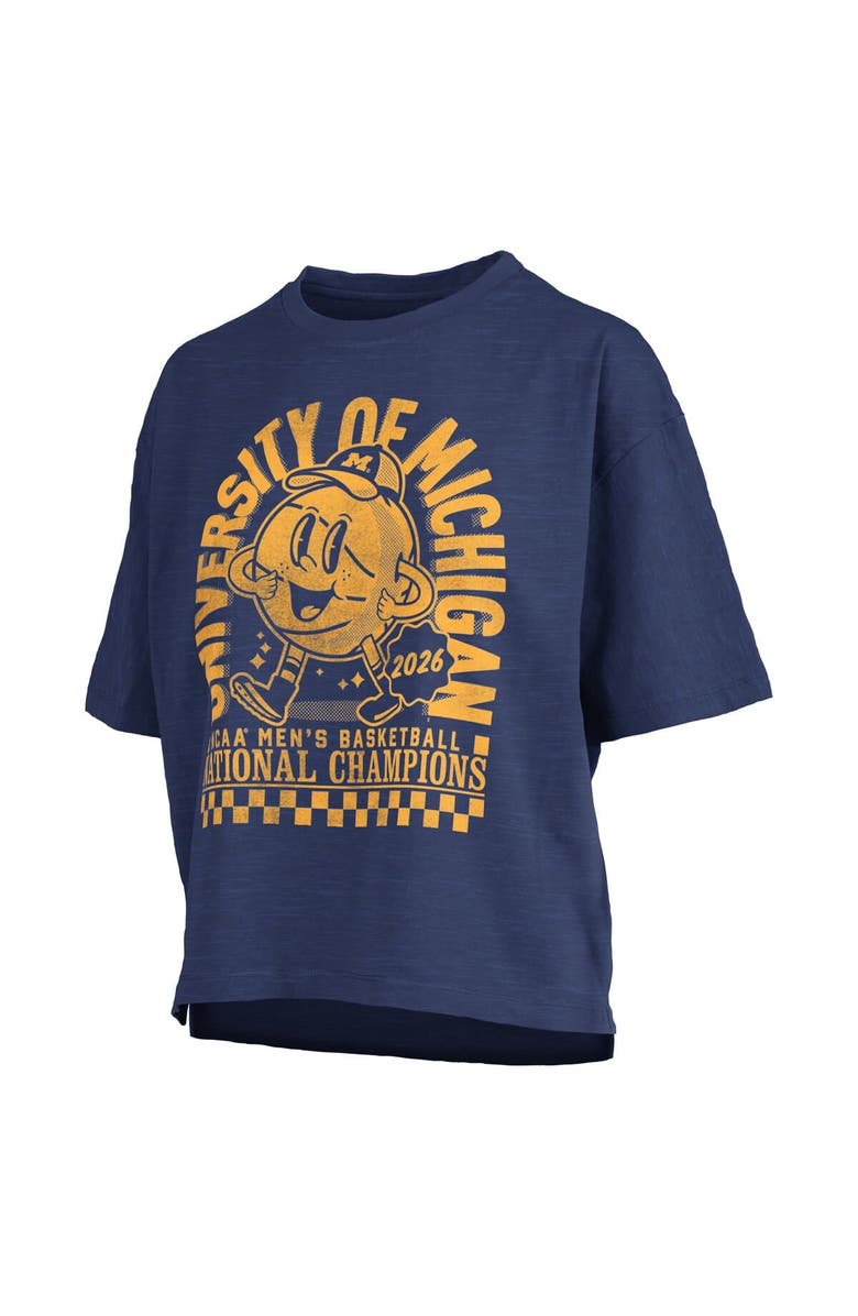 PRESSBOX Women's Pressbox Navy Michigan Wolverines 2026 NCAA Men's Basketball National Champions Motley Crew Oversized Boxy T-Shirt, Main, color, Navy