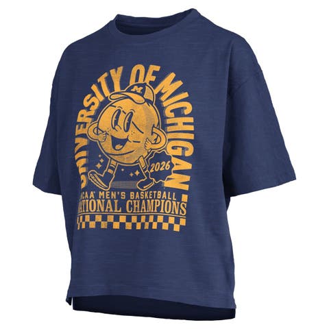 Women's Pressbox Navy Michigan Wolverines 2026 NCAA Men's Basketball National Champions Motley Crew Oversized Boxy T-Shirt