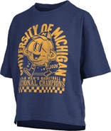 PRESSBOX Women's Pressbox Navy Michigan Wolverines 2026 NCAA Men's Basketball National Champions Motley Crew Oversized Boxy T-Shirt