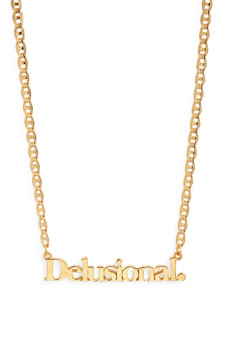 VIDAKUSH Delusional Nameplate Necklace, Main, color, Gold
