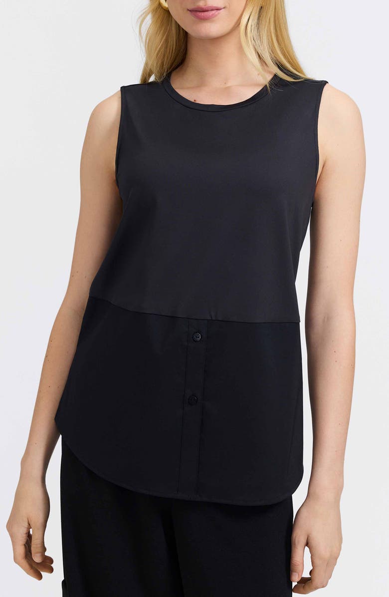 Foxcroft Jessie Layer Sleeveless Top, Main, color, Black