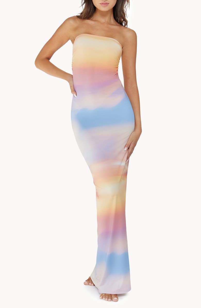 PQ SWIM Sofia Strapless Cover-Up Maxi Dress, Main, color, 