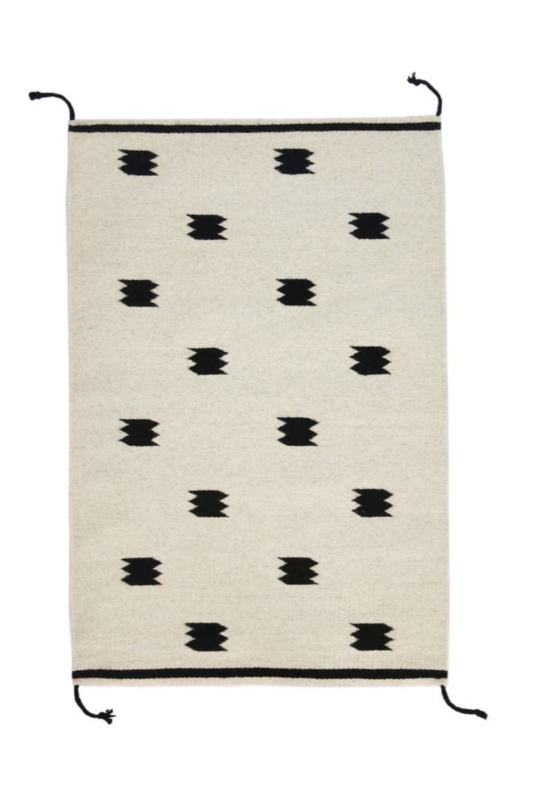 Zapotec Dot Handwoven Flatweave Wool Rug, Main, color, Black