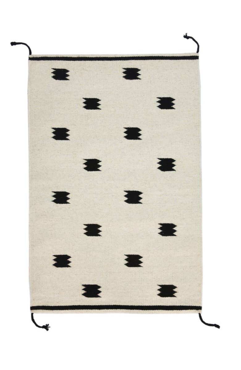 Archive New York Zapotec Dot Handwoven Flatweave Wool Rug, Main, color, Black