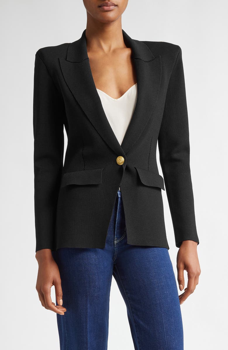 L'AGENCE Chamberlain Knit Blazer, Main, color, Black/ Gold