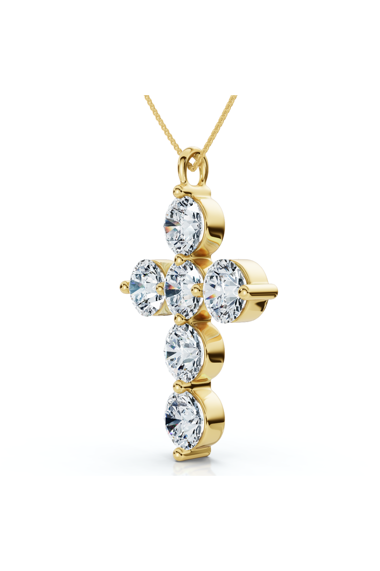 6ct Diamond Cross Pendant Lab Grown 18" Necklace, Main, color, Yellow Gold