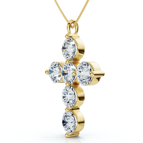 6Ct Diamond Cross Pendant Lab Grown 18" Necklace