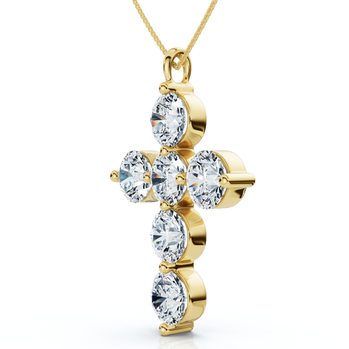 Bliss Diamond 6ct Diamond Cross Pendant Lab Grown 18" Necklace In Gold