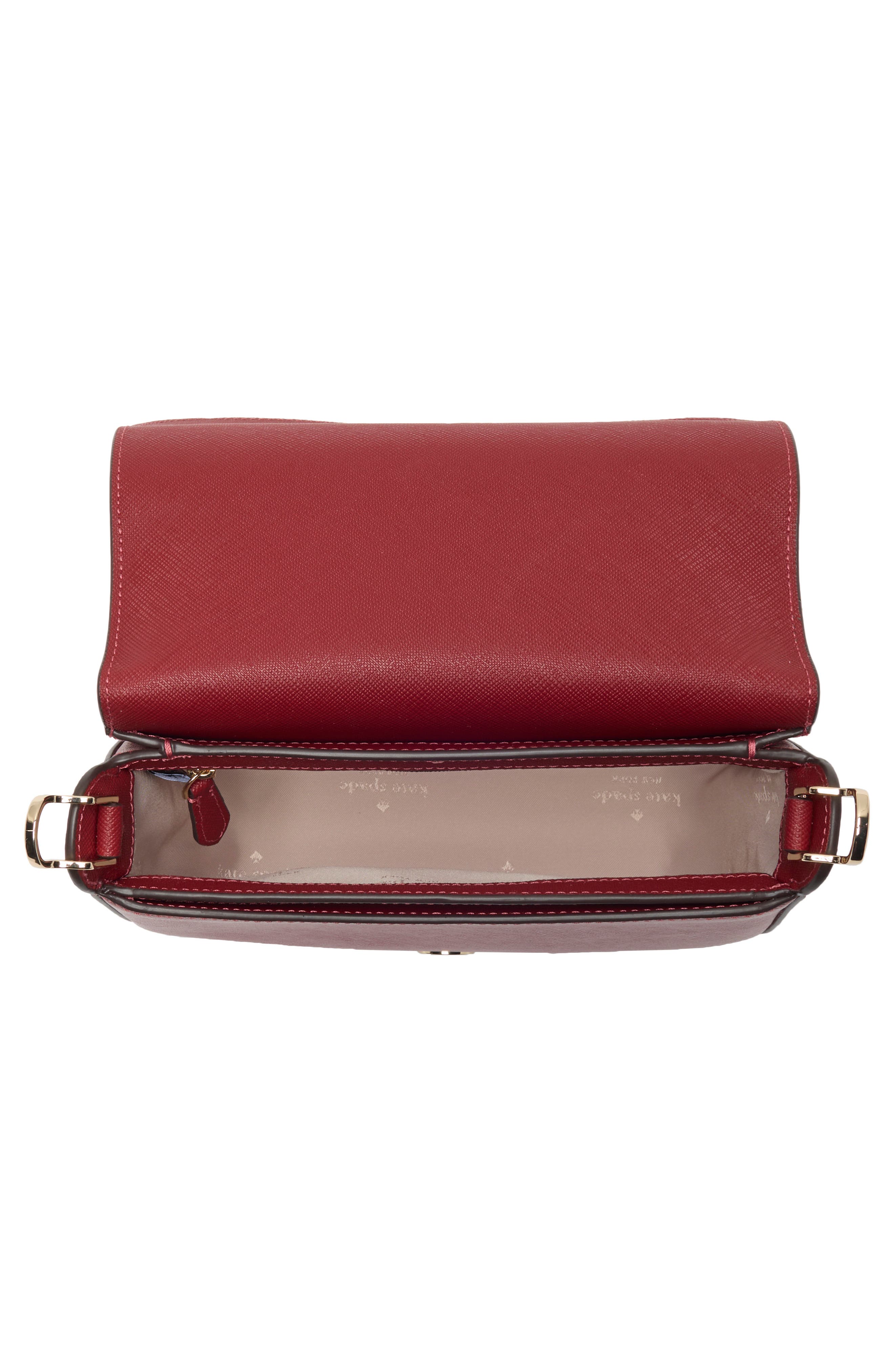 madison saffiano leather saddle bag, Alternate, color, RED CURRANT