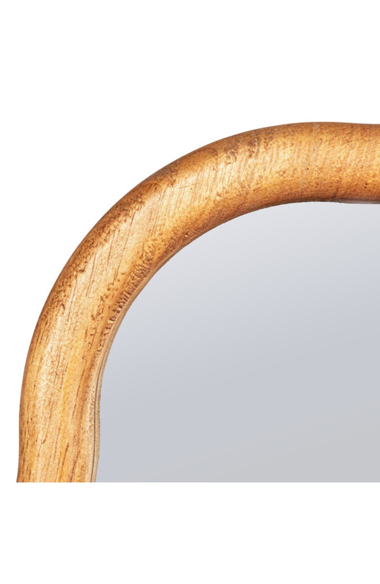 Storied Home Wavy Round Mirror with Scalloped Wooden Frame, Alternate, color, Natural