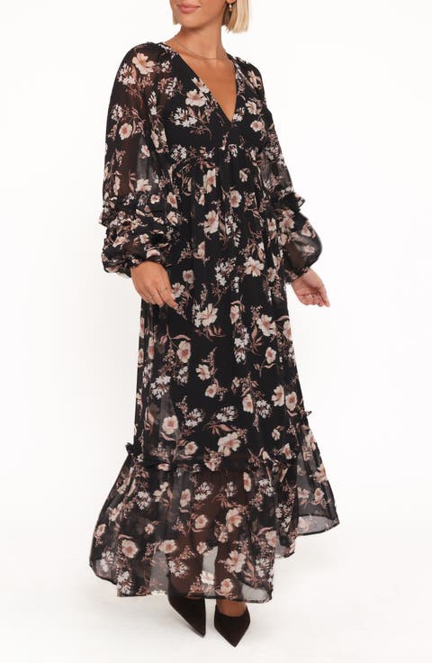 Evian Floral Long Sleeve Maxi Dress