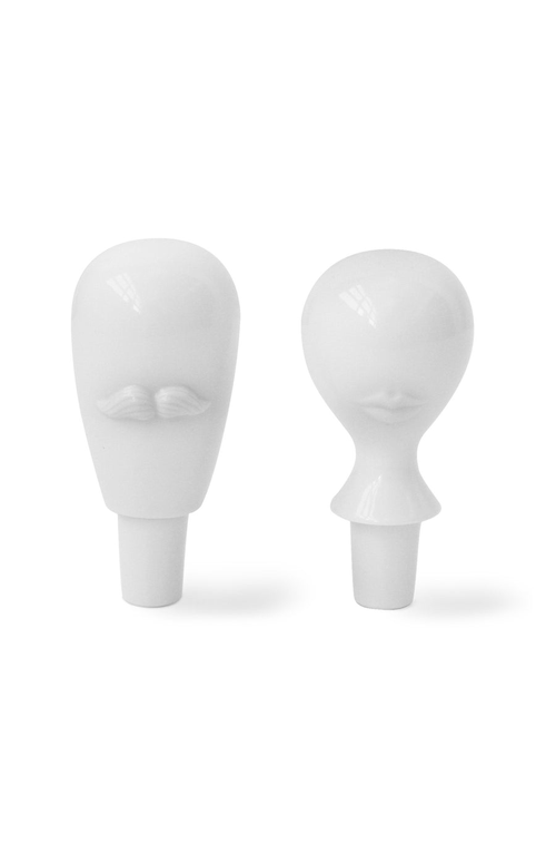 Jonathan Adler Mr. & Mrs. Muse Bottle Stopper Set In White