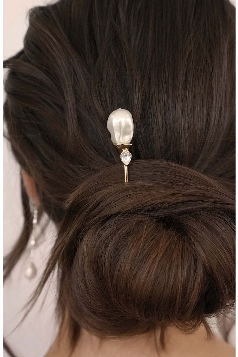 Mermaid Imitation Pearl Hair Pin, Alternate, color, GOLD