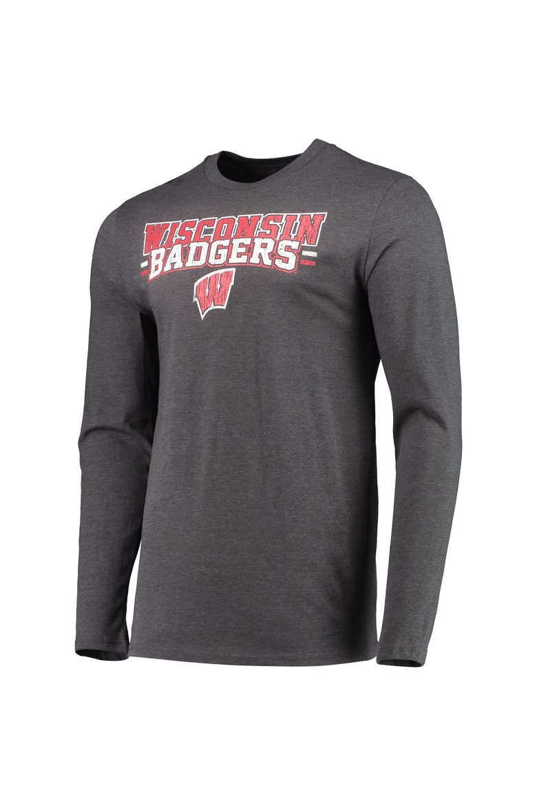 Men's Concepts Sport Red/Heathered Charcoal Wisconsin Badgers Meter Long Sleeve T-Shirt & Pants Sleep Set, Alternate, color, Red