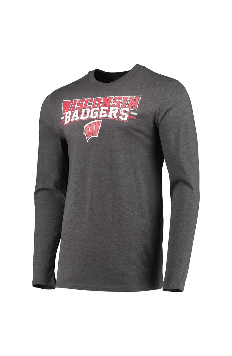 CONCEPTS SPORT Men's Concepts Sport Red/Heathered Charcoal Wisconsin Badgers Meter Long Sleeve T-Shirt & Pants Sleep Set, Alternate, color, Red