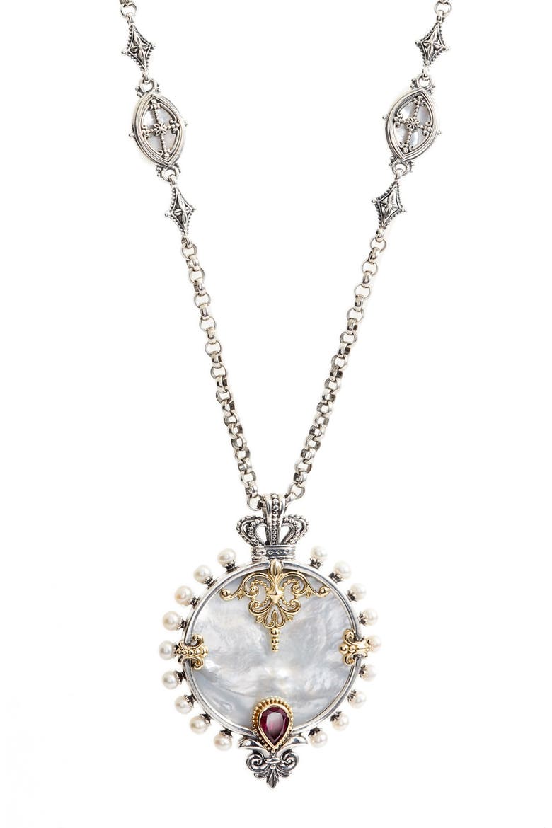 Sterling and Gold Pendant Necklace, Alternate, color, SILVER/ GOLD/ WHITE