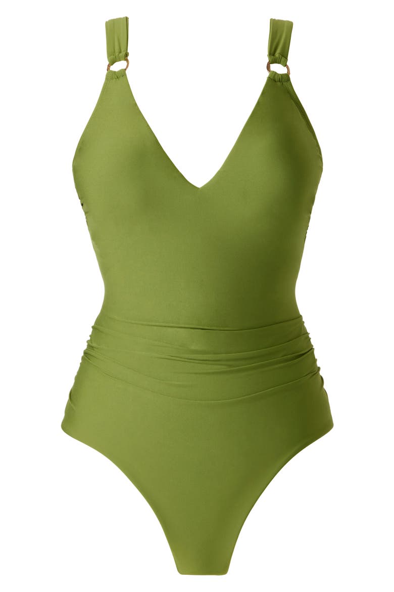 Dakota Cutout One-Piece Swimsuit, Alternate, color, BASIL