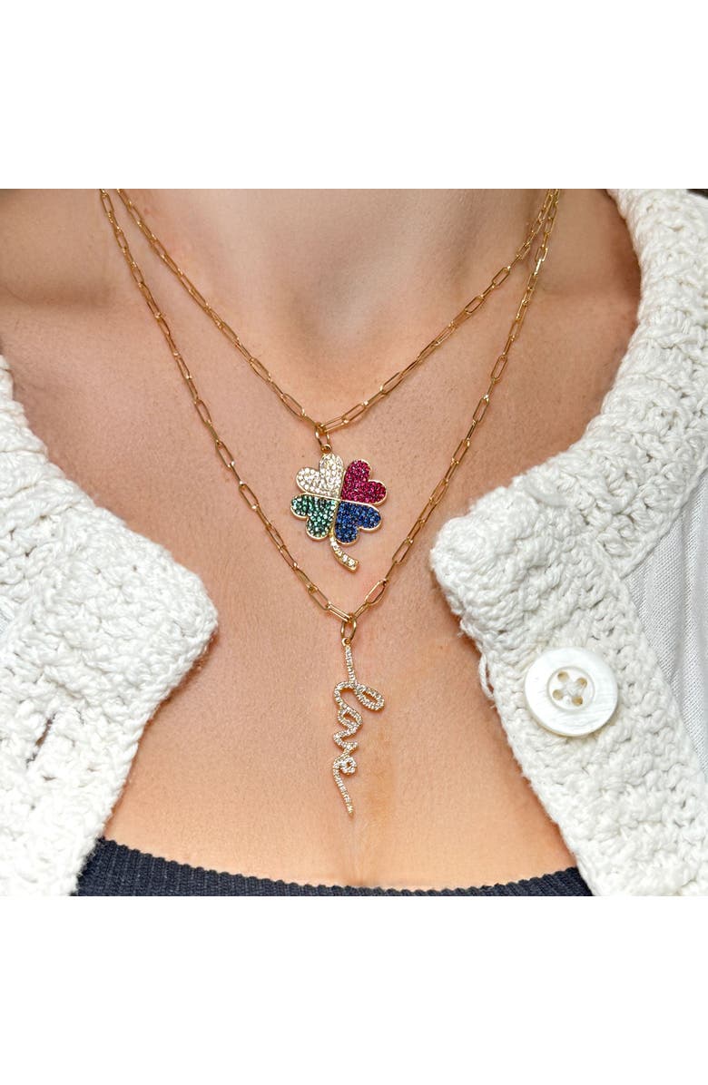 The Lovery Fine Jewelry Diamond Script Love Charm, Alternate, color, Yellow Gold