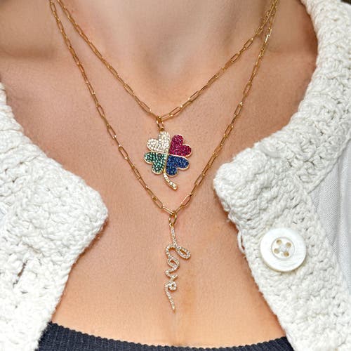 The Lovery Fine Jewelry Diamond Script Love Charm In Gold