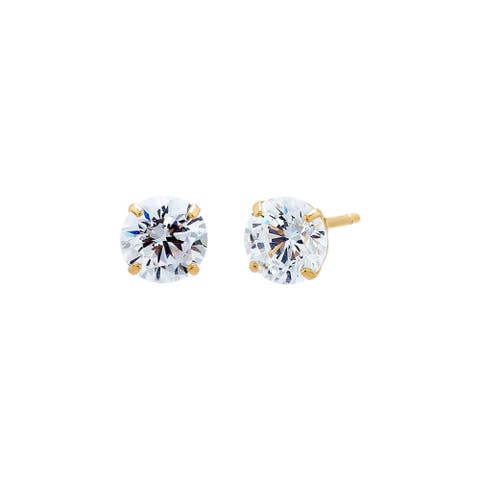 Lab Grown Diamond Four Prong Solitaire Stud Earring 14K
