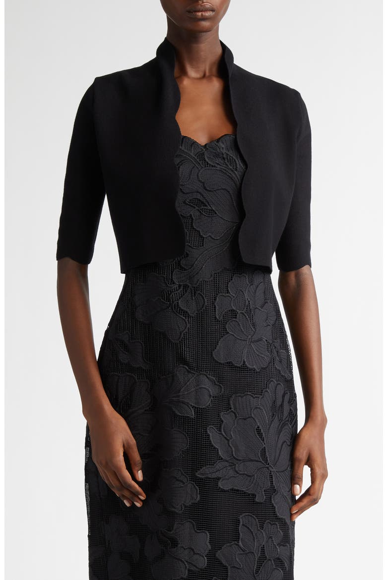 black lace bolero jackets for evening dresses Mid-Length Lace Bolero Jacket Black / 6XL