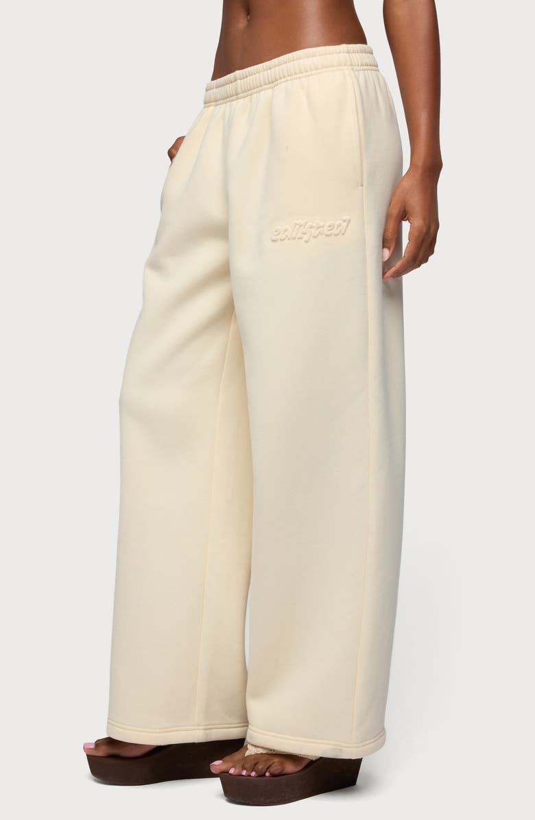 EDIKTED Totally Edikted Wide Leg Sweatpants, Alternate, color, Cream
