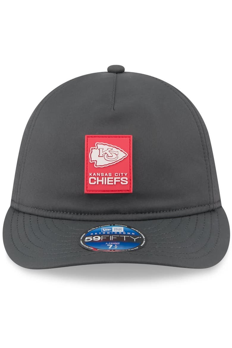 Men's New Era Charcoal Kansas City Chiefs 2025 Sideline Cold Weather Retro Crown 59FIFTY Fitted Hat, Alternate, color, Charcoal