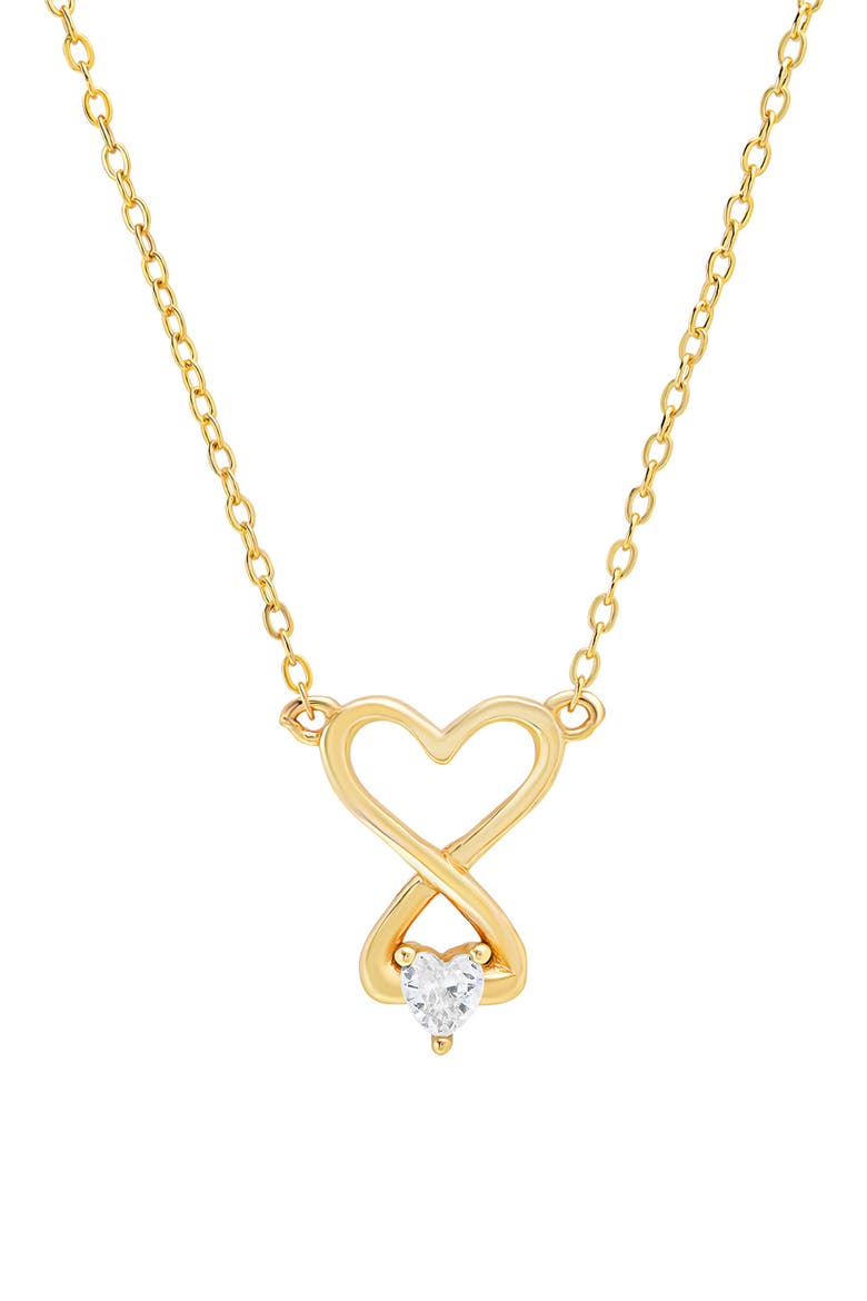 Cubic Zirconia Infinity Heart Pendant Necklace, Main, color, GOLD