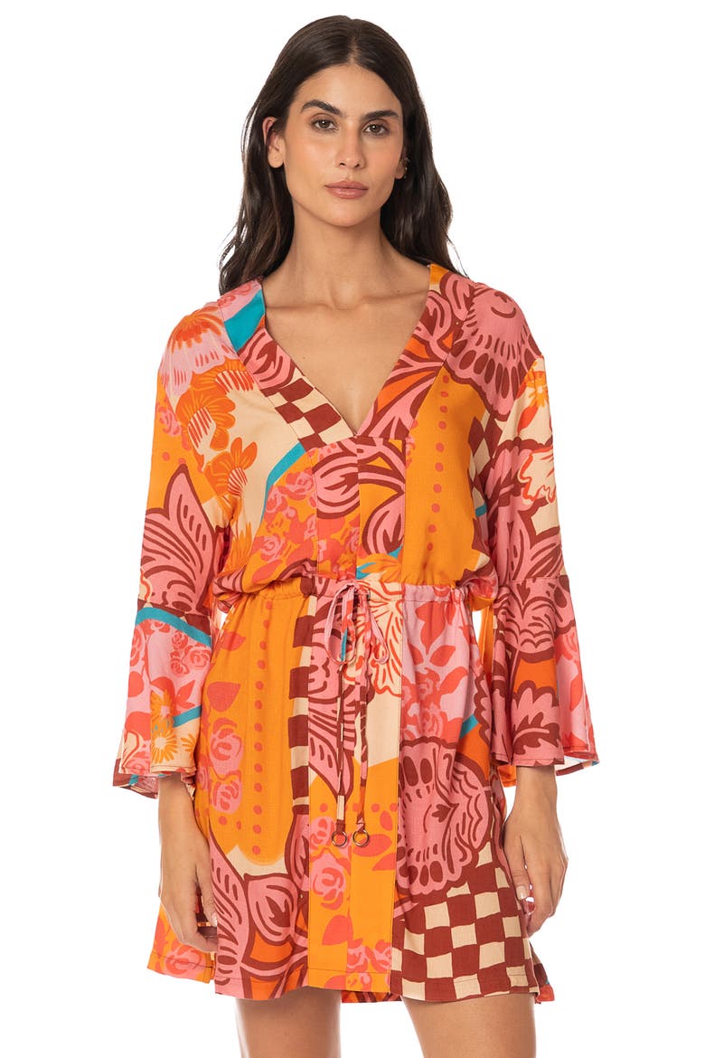 Cosmic Tropic Cover-Up Dress, Alternate, color, OPEN PINK