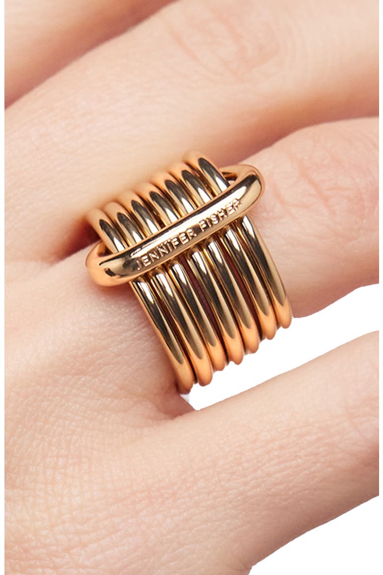 Set of 7 Stackable Rings (Nordstrom Exclusive), Alternate, color, YELLOW GOLD