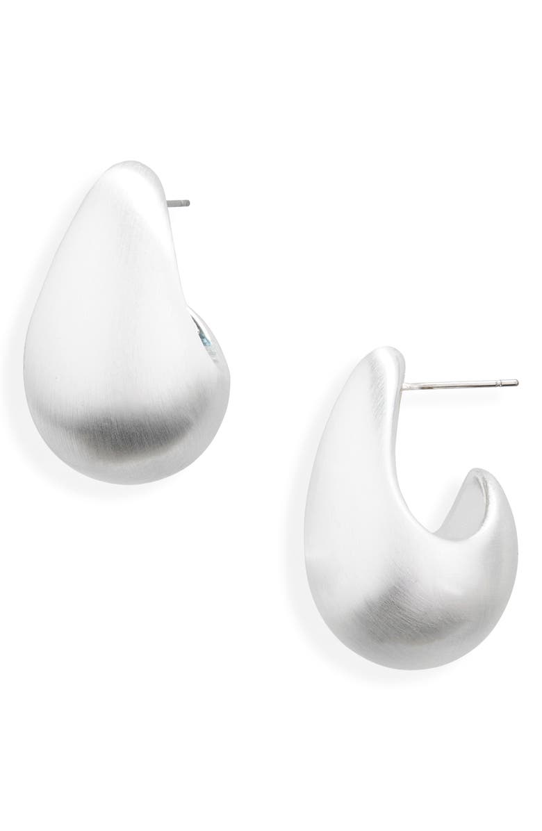 Cara Teardrop Hoop Earrings, Main, color, Silver