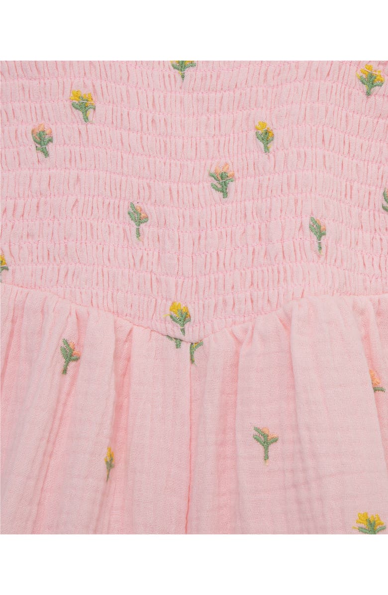 Little Me Floral Embroidered Cotton Romper & Headband Set, Alternate, color, Pink