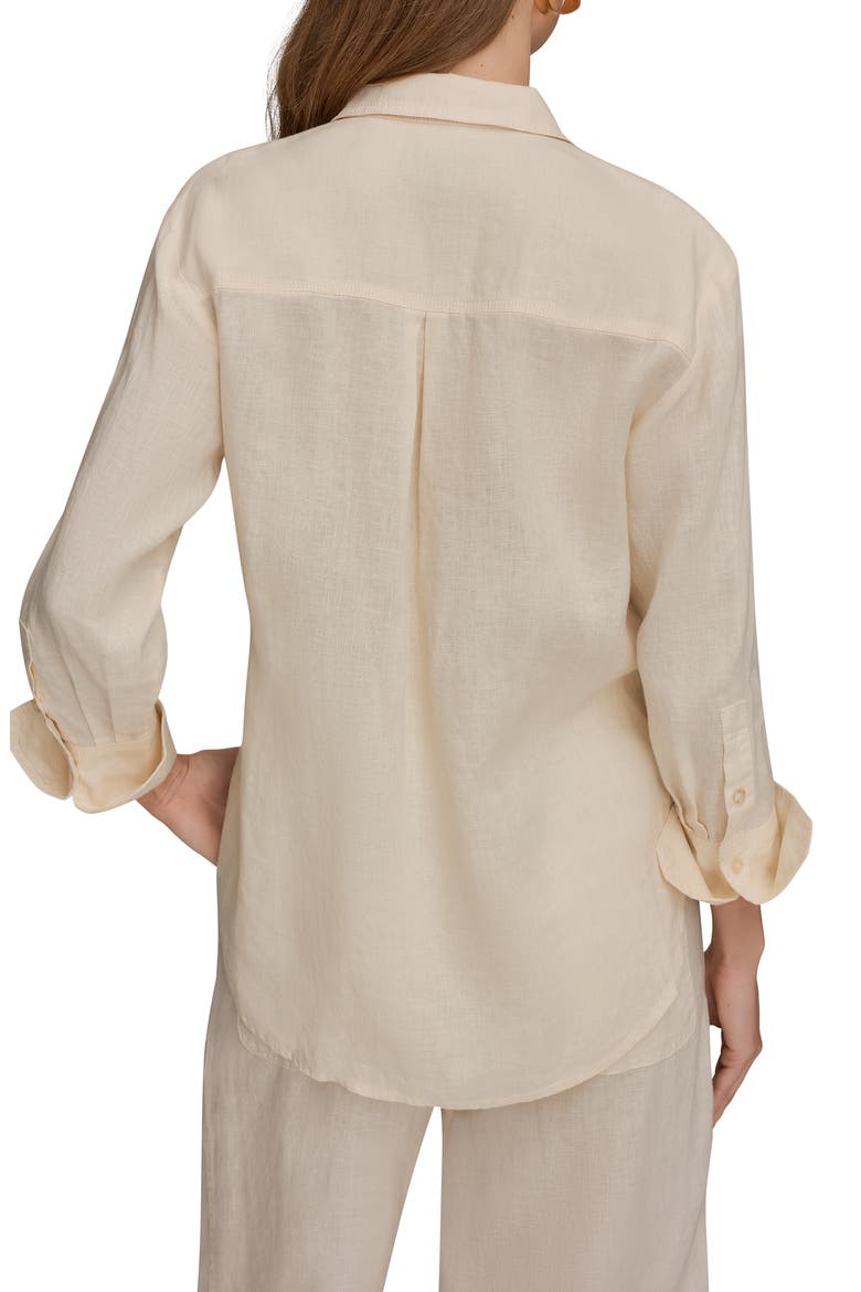 Linen Button-Up Shirt, Alternate, color, BUTTERCREAM