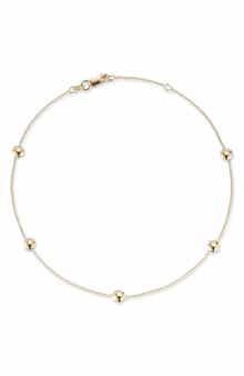 Ember Fine Jewelry 14K Yellow Gold Button Station Anklet