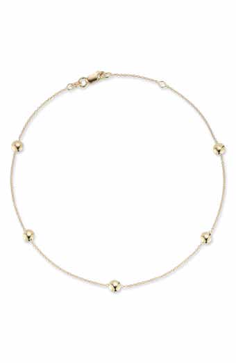 Ember Fine Jewelry 14K Yellow Gold Button Station Anklet