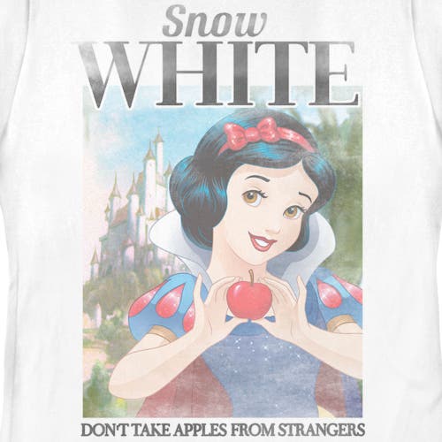 Snow White And The Seven Dwarfs Don't Take Apples From Strangers Poster Graphic T-shirt In White