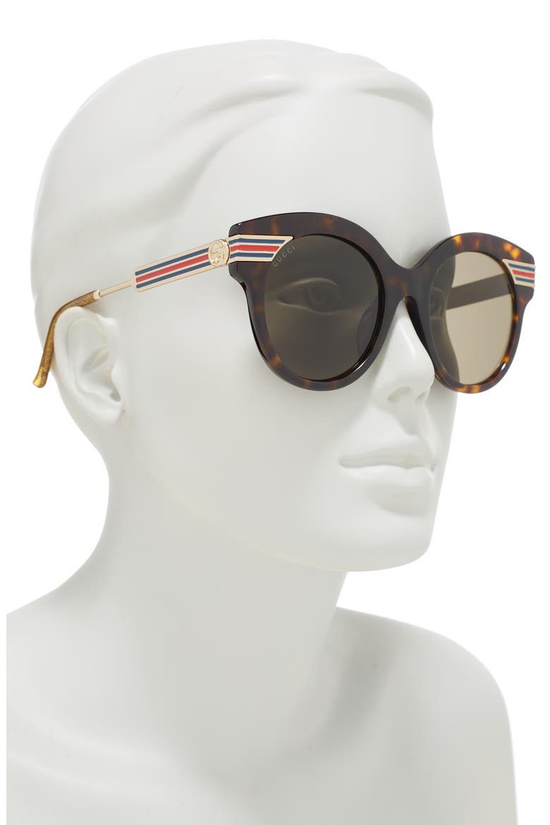 52mm Round Sunglasses, Alternate, color, HAVANA/TRN