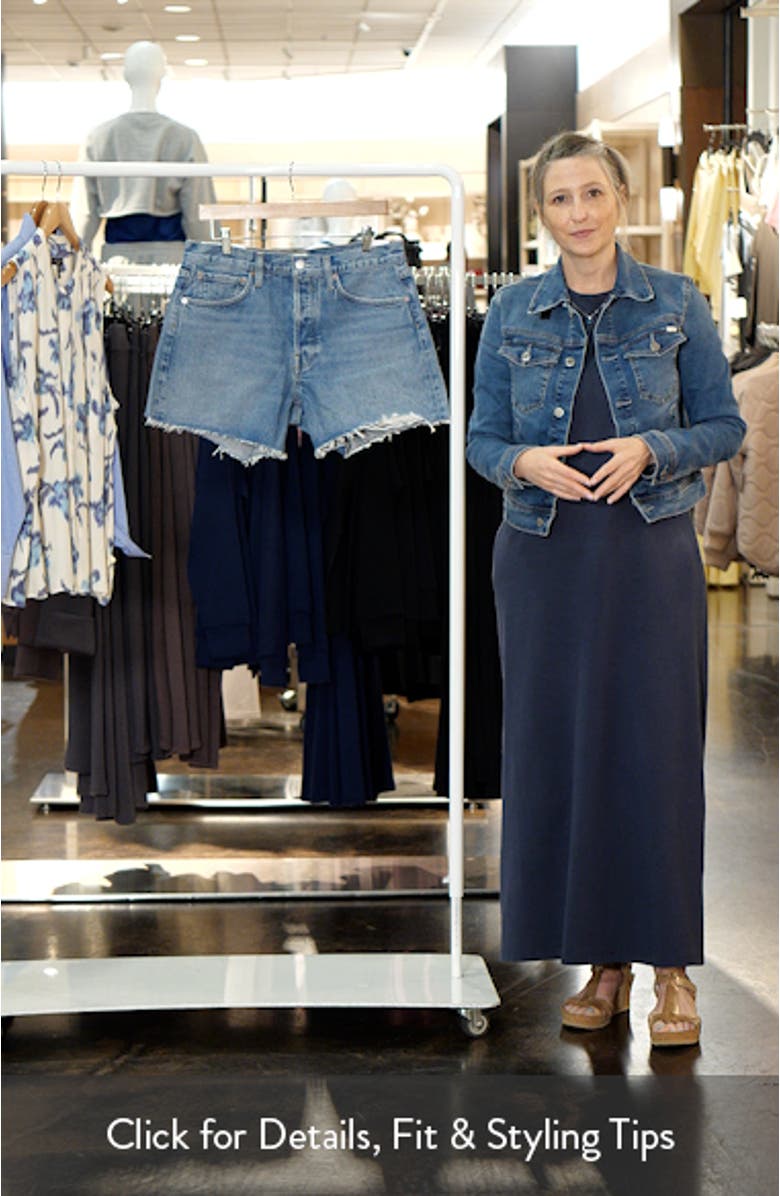 Parker Loose Fit Long Denim Cutoff Shorts, sales video thumbnail