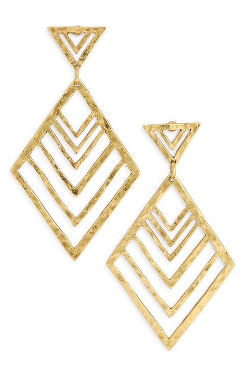 Hammered Geometric Drop Earrings