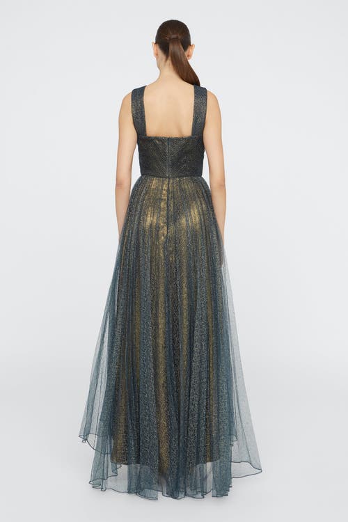 Theia Linda Halter Neck Gown In Gray