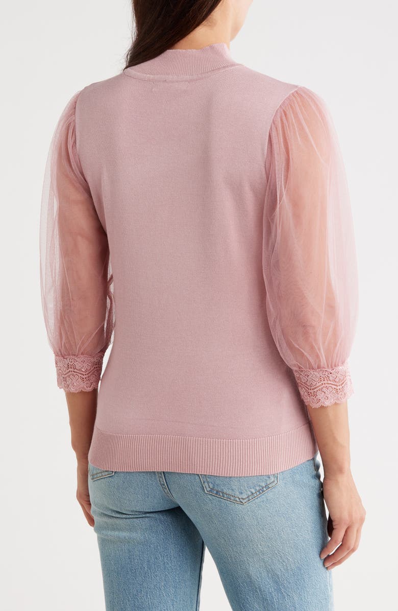 BY DESIGN Harmony Mesh Sleeve Sweater, Alternate, color, Zephyr