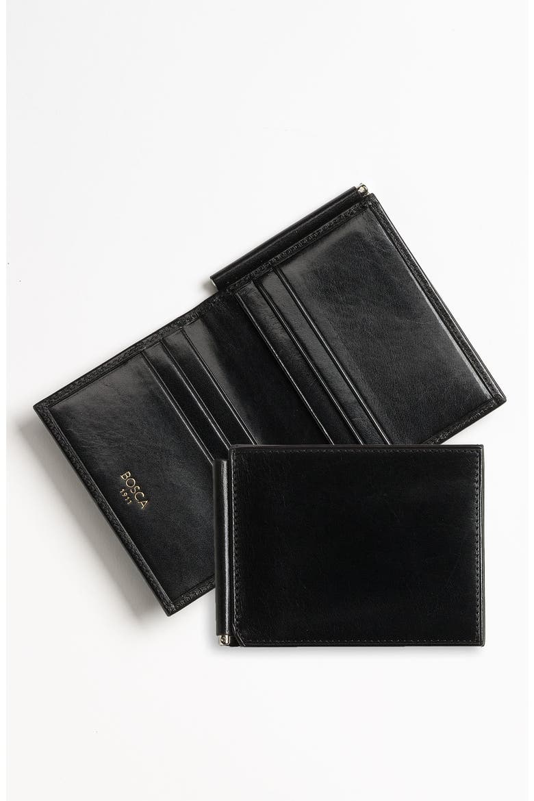Old Leather Money Clip Wallet, Main, color, BLACK