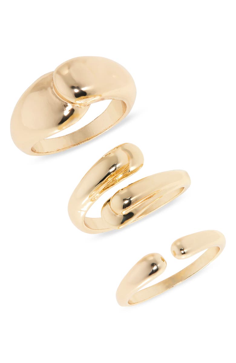 NORDSTROM RACK Set of 3 Bypass Wrap Rings, Main, color, Gold