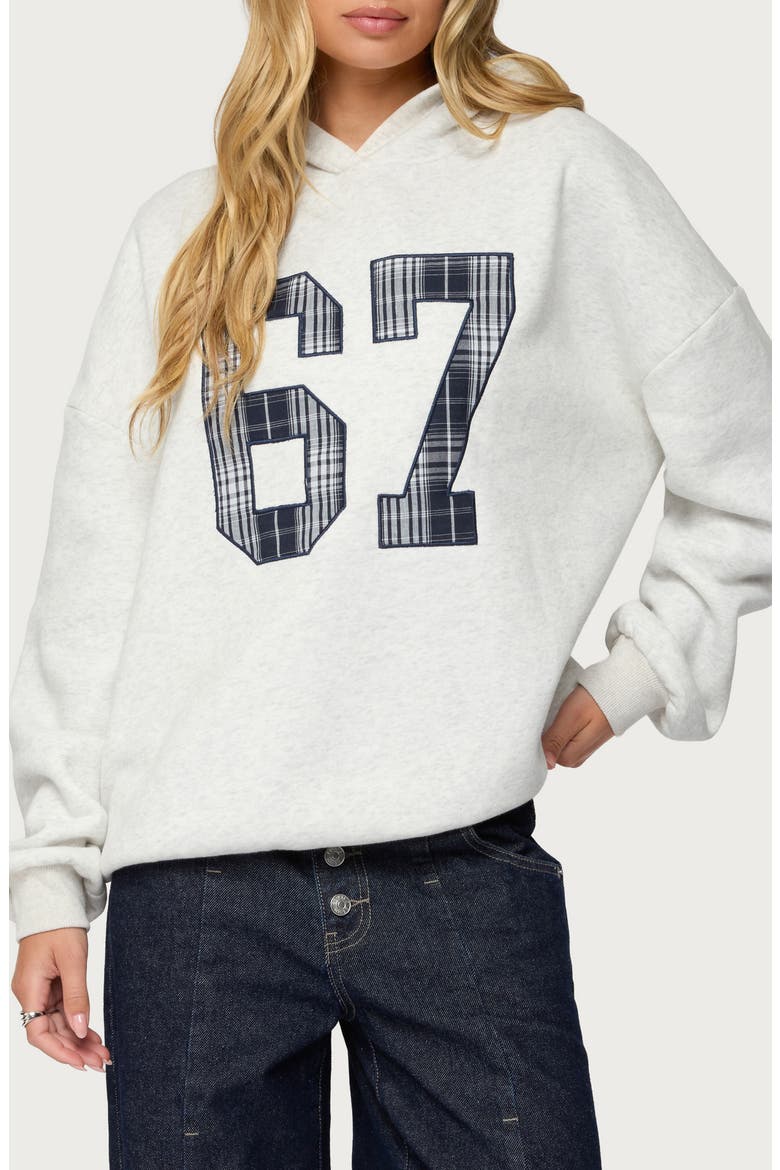 Gali Plaid 67 Oversize Hoodie, Main, color, GRAY-MELANGE